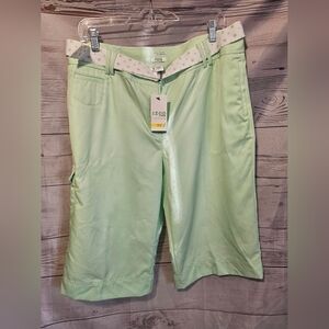 IZOD Women's Light Green Golf Shorts with Belt Size 16